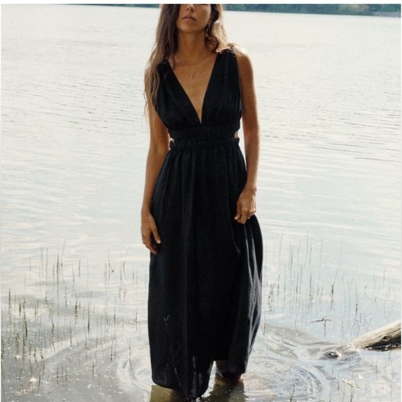 Zara Dresses & Skirts - Zara Black Cage Back Maxi Dress